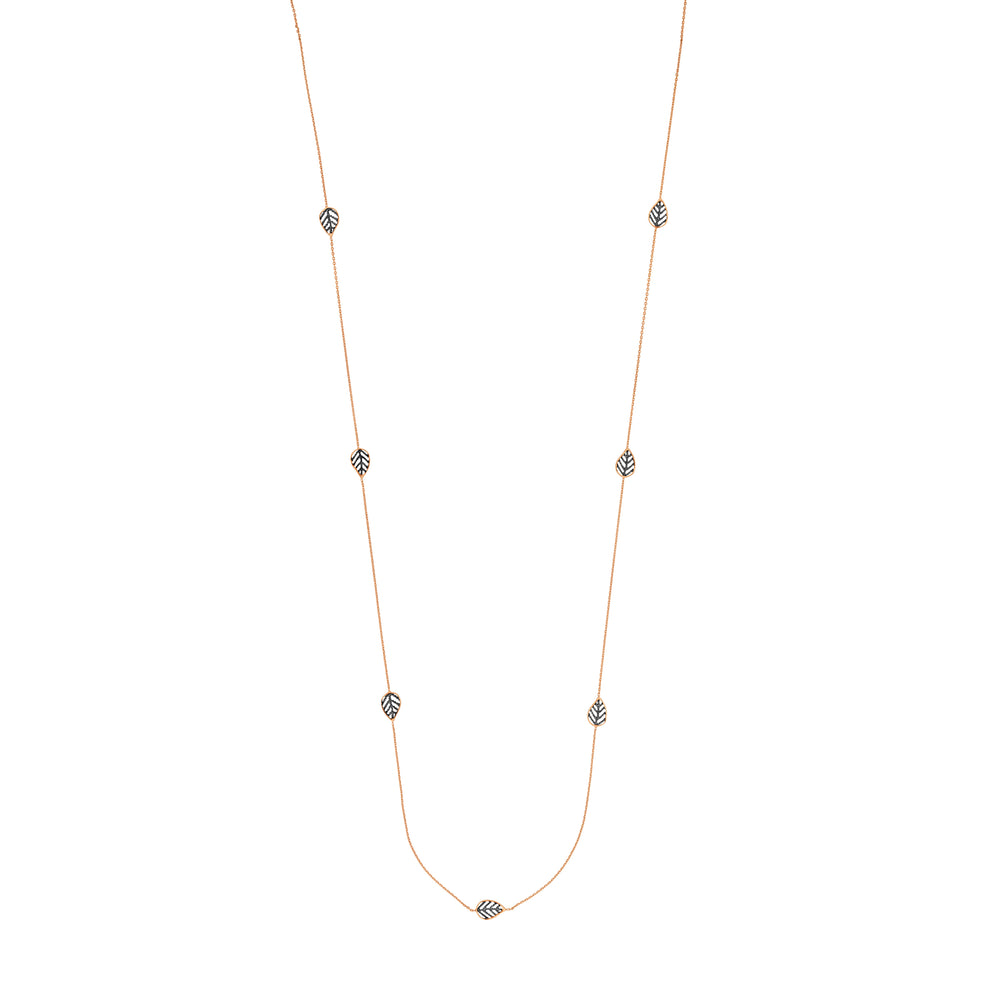 Sterling Silver Leaf Stations Long Necklace