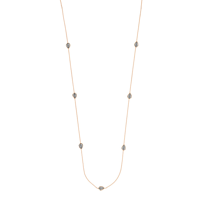 Sterling Silver Leaf Stations Long Necklace