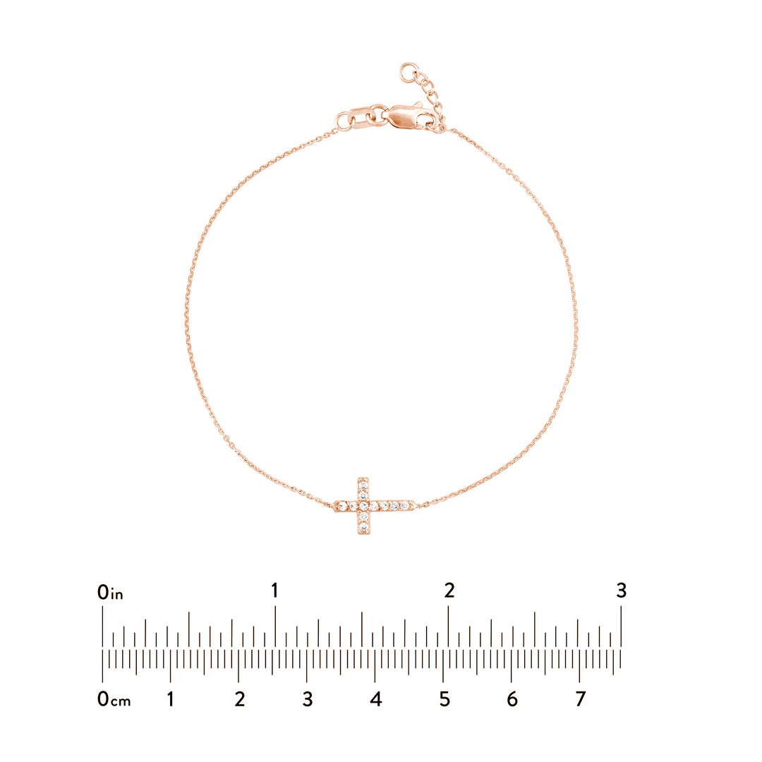 Sideways Mini CZ Cross Adjustable Bracelet
