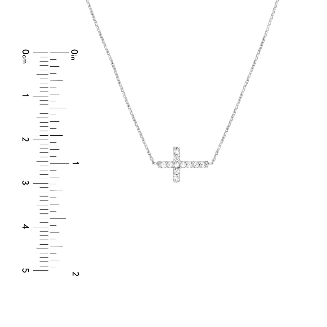 Sideways Mini CZ Cross Adjustable Necklace