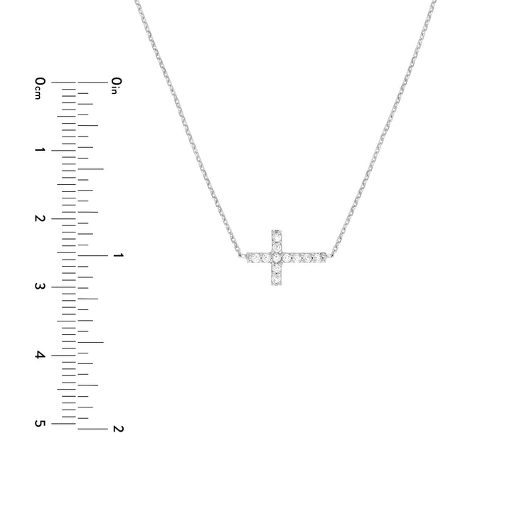 Sideways Mini CZ Cross Adjustable Necklace