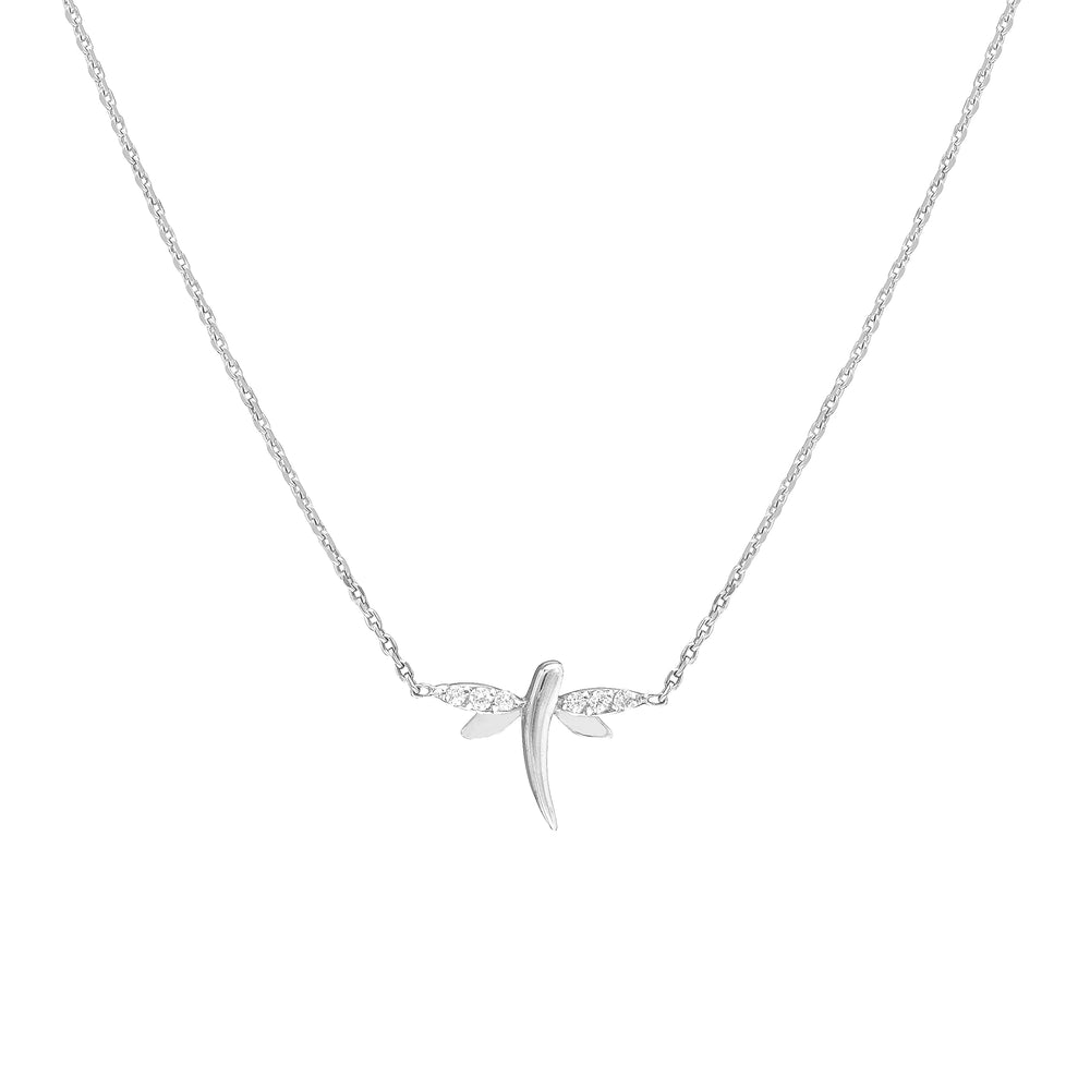 Plated Sterling Silver Mini Dragonfly Necklace