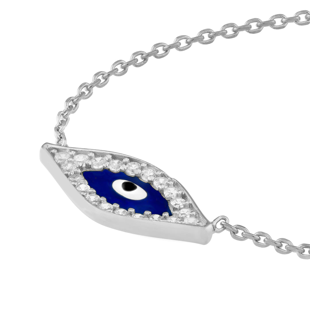 Sterling Silver CZ Evil Eye Necklace