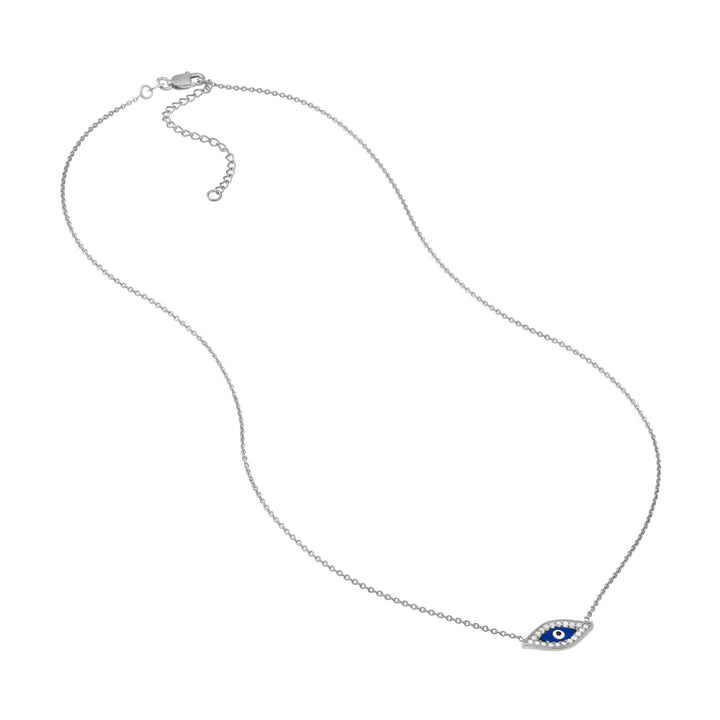 Sterling Silver CZ Evil Eye Necklace