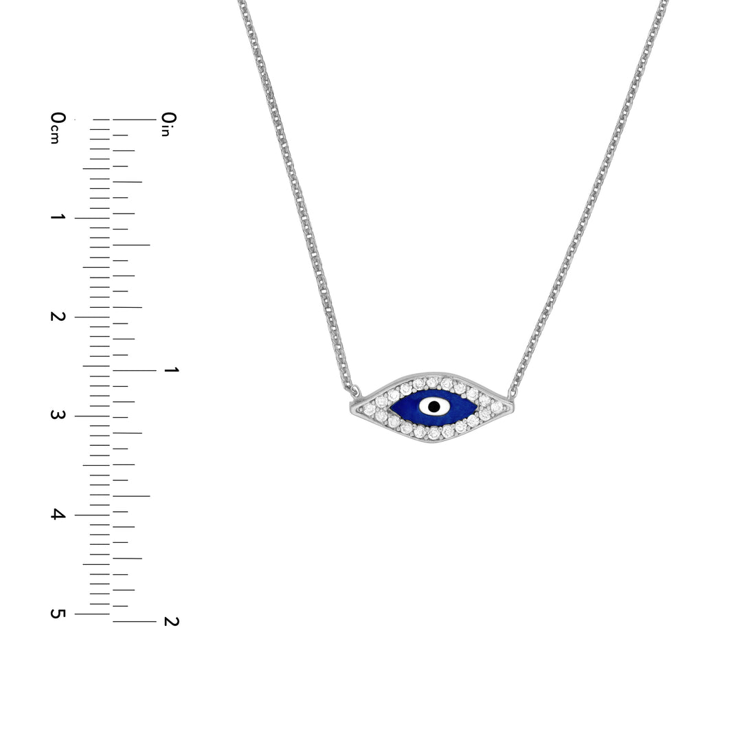 Sterling Silver CZ Evil Eye Necklace