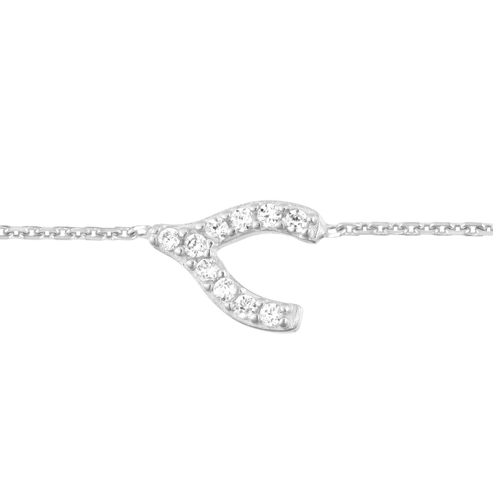 Sideways Mini CZ Wishbone Adj. Bracelet