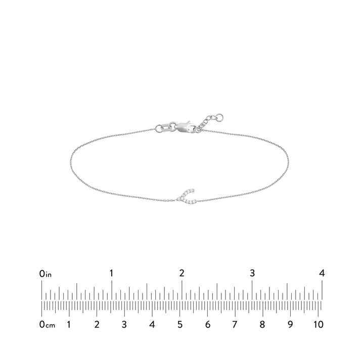 Sideways Mini CZ Wishbone Adj. Bracelet