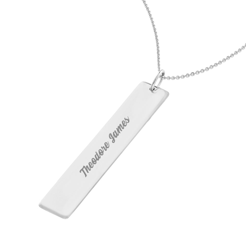 Vertical Engravable Bar Adj. Necklace