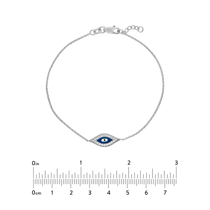 Sterling Silver CZ Evil Eye Adjustable Bracelet
