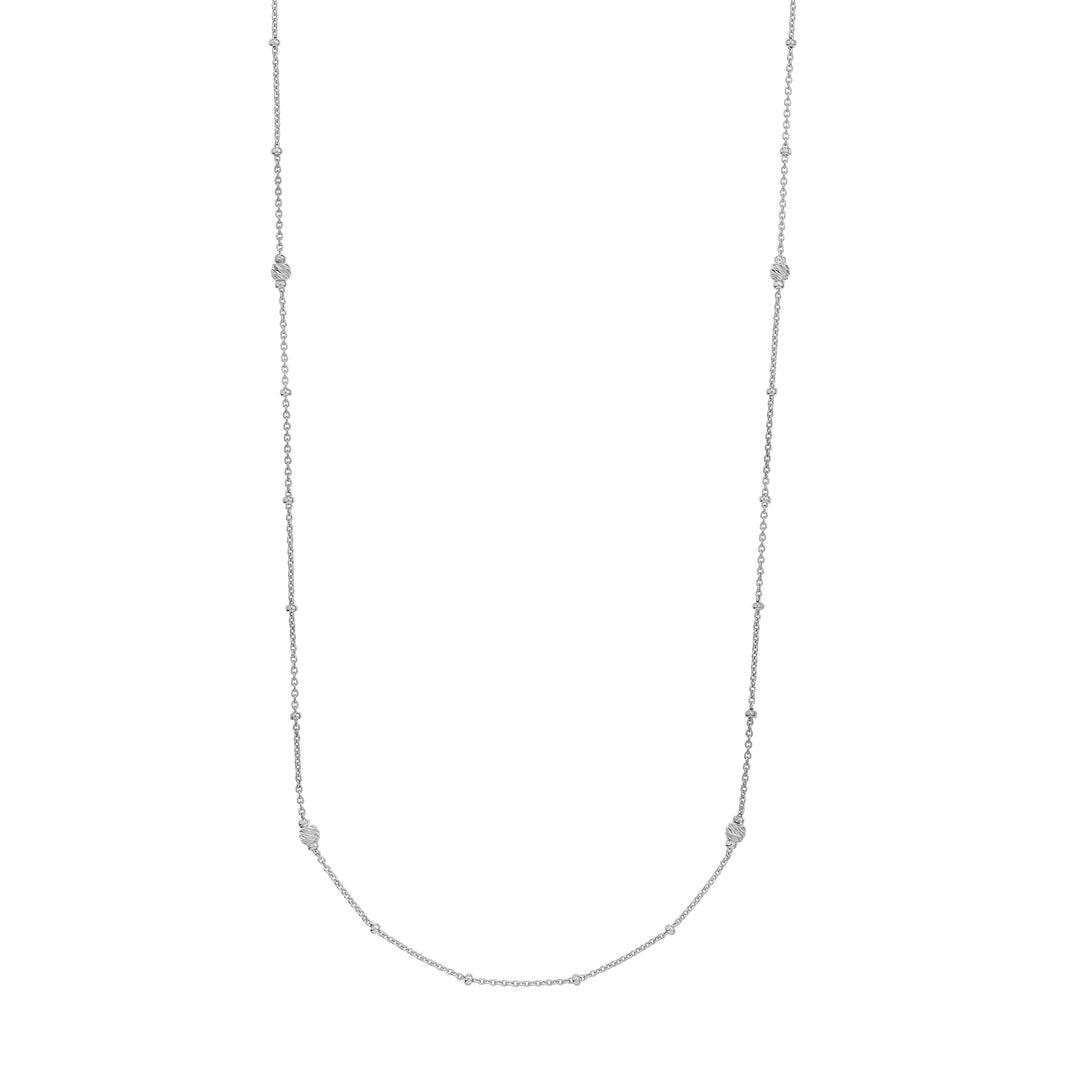 Sterling Silver D/C Bead and Mini Bead Long Necklace