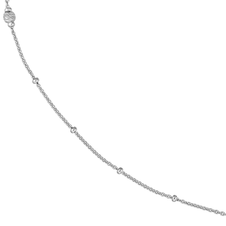 Sterling Silver D/C Bead and Mini Bead Long Necklace