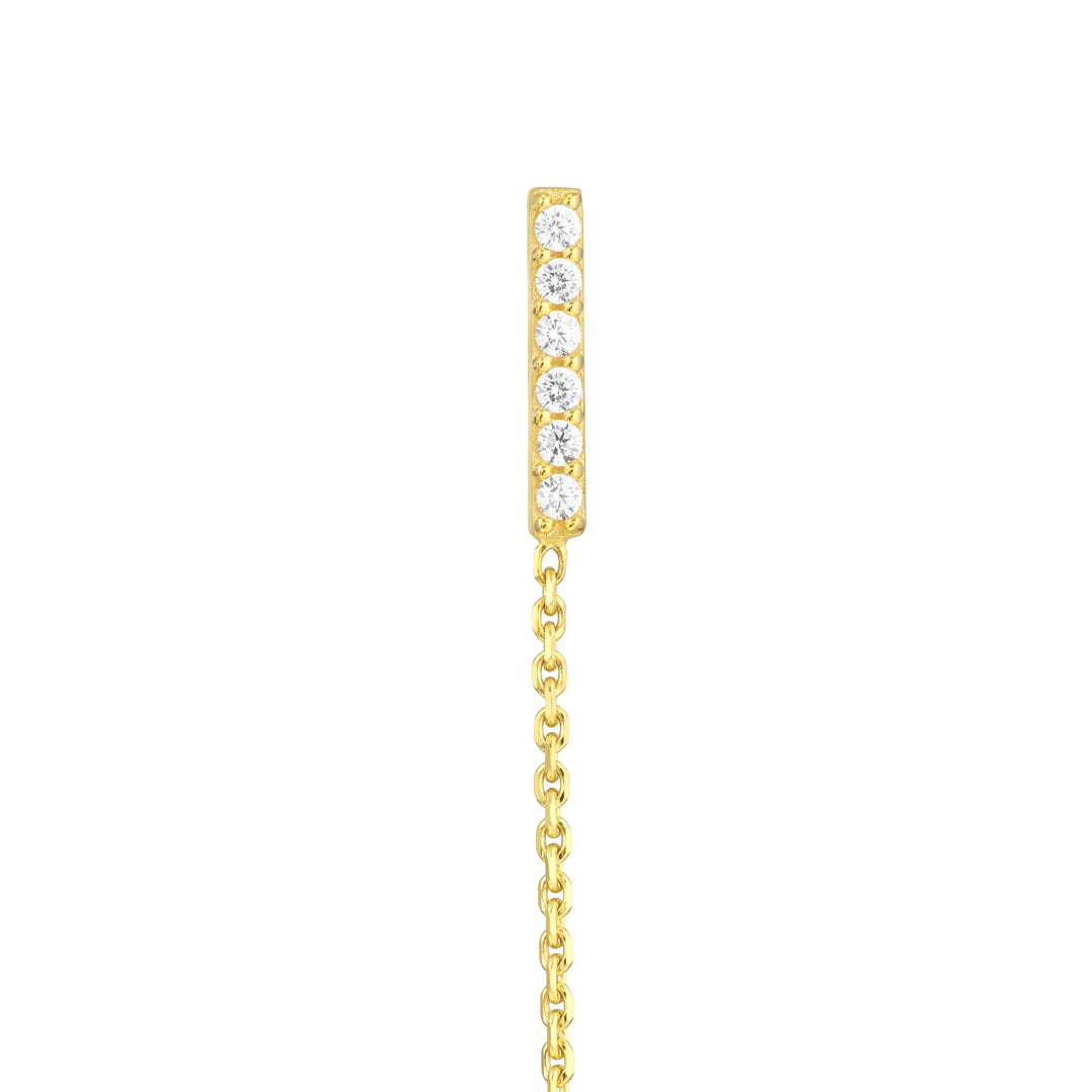Front to Back CZ Staple Bar Earrings