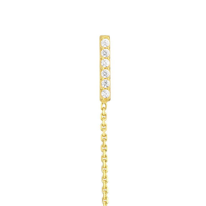 Front to Back CZ Staple Bar Earrings