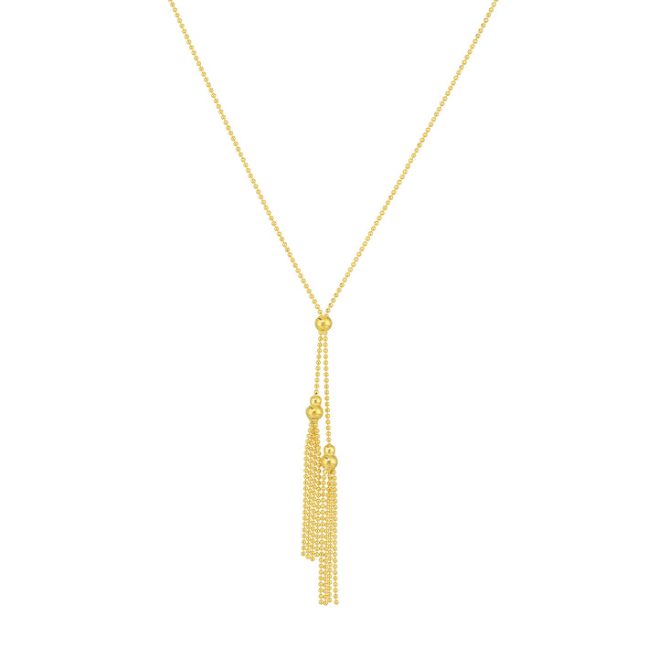 Double Bead and Tassel Lariat Necklace