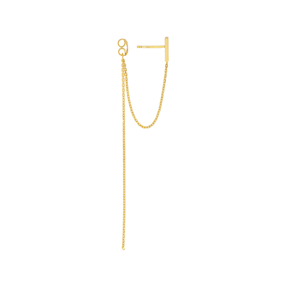 Front to Back Staple Bar Drop Chain Earrings