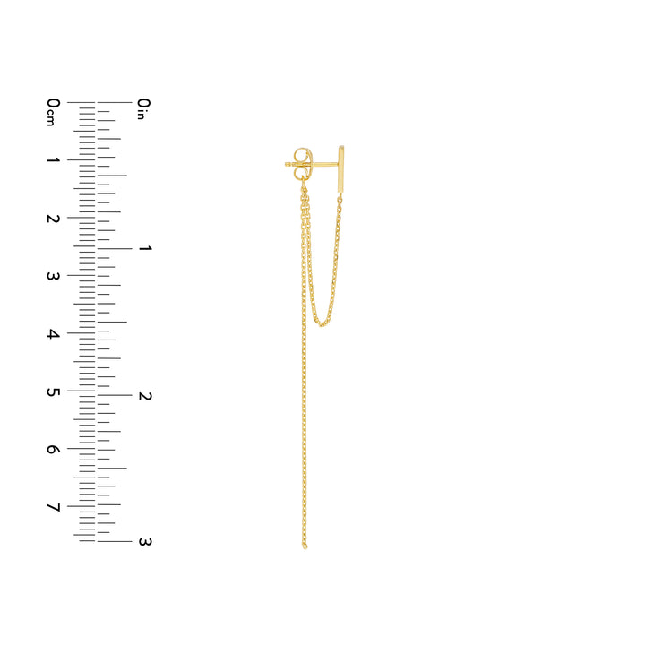 Front to Back Staple Bar Drop Chain Earrings