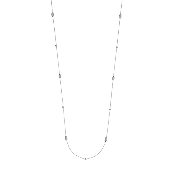 Sterling Silver Diamond-Cut Bead Station Long Necklace