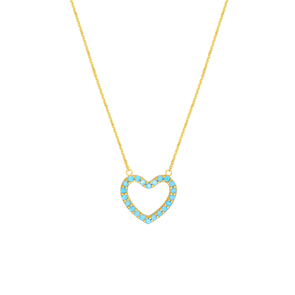 Simulated Turquoise Open Heart Adj. Necklace
