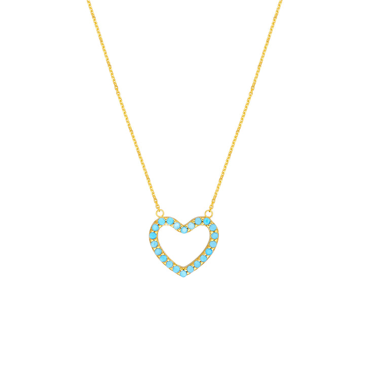 Simulated Turquoise Open Heart Adj. Necklace