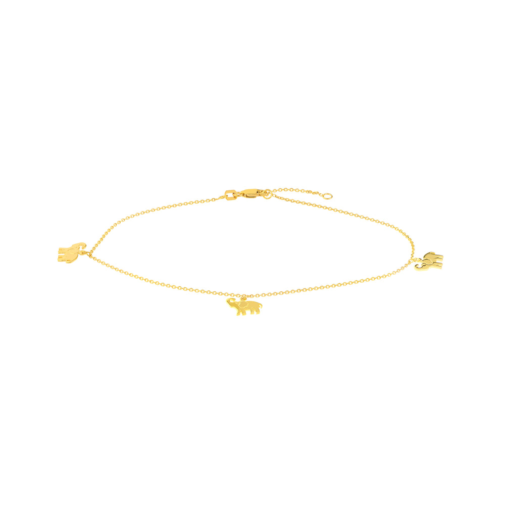 Elephant Trio Adjustable Anklet