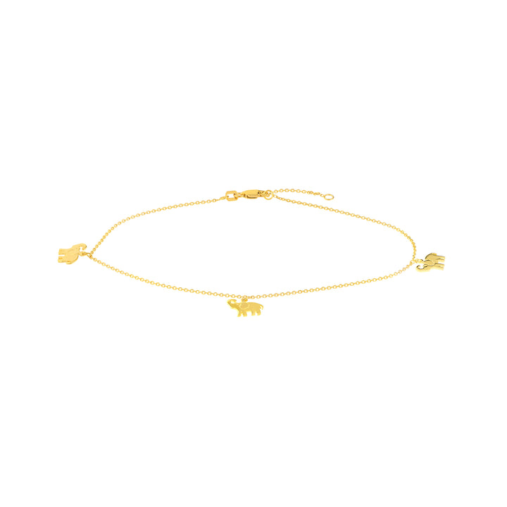 Elephant Trio Adjustable Anklet