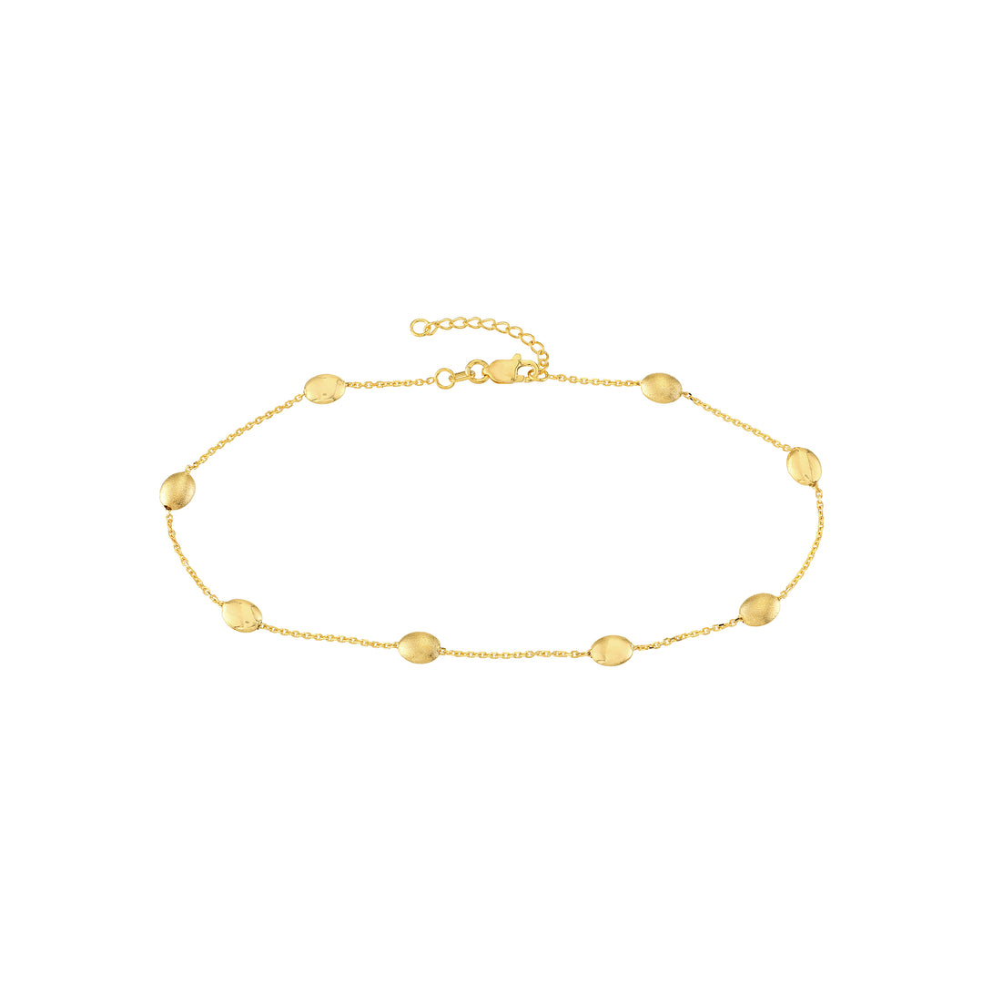 Satin and Polished Coffee Bean Adj Anklet