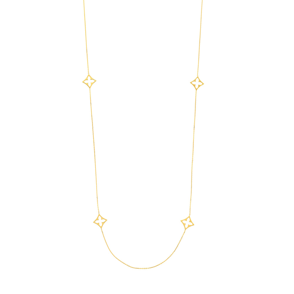 Long Chain Necklace with Floral Stations