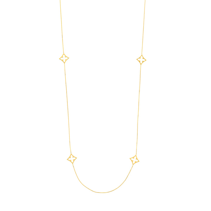 Long Chain Necklace with Floral Stations