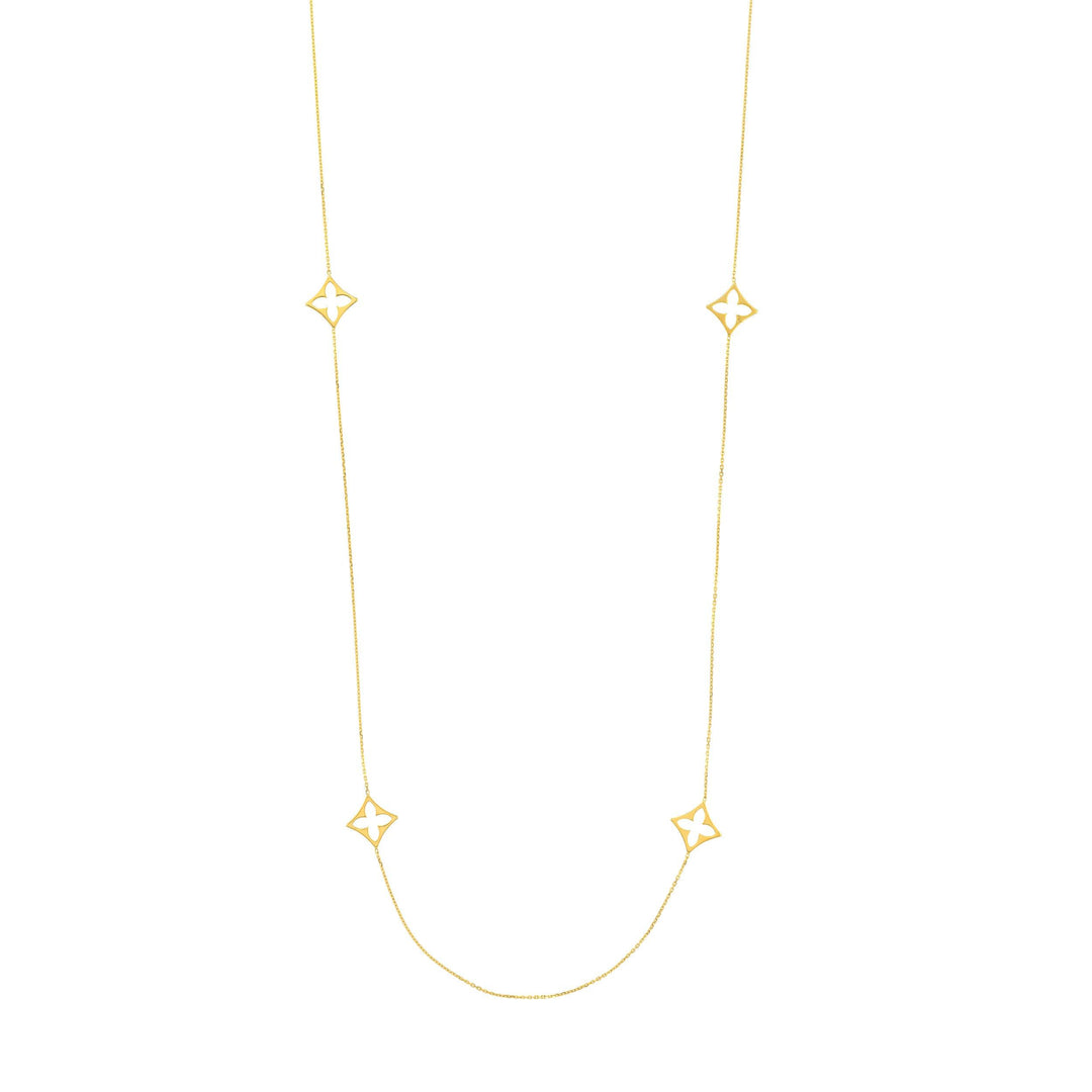 Long Chain Necklace with Floral Stations