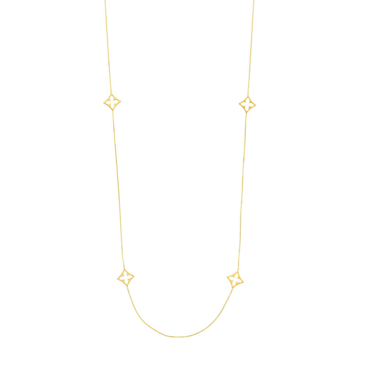 Long Chain Necklace with Floral Stations