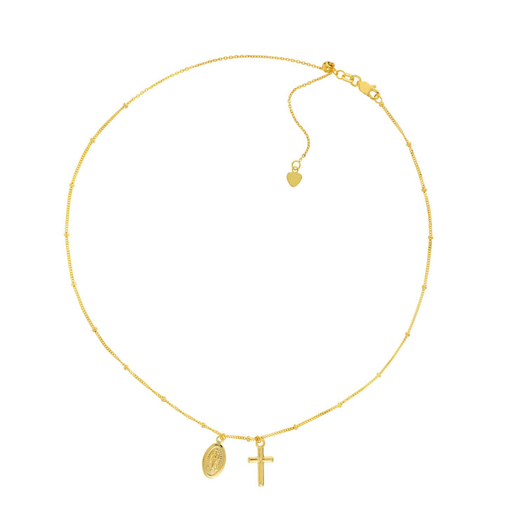 Mary and Cross Dangles Adjustable Choker