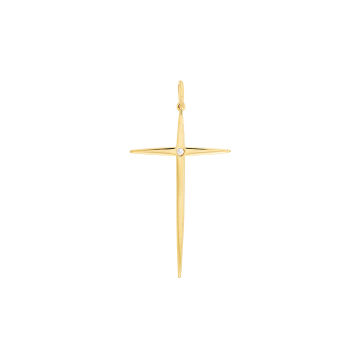Pointed Cross Pendant with 1pt Diamond
