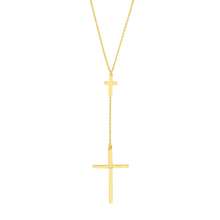1pt Diamond Cross Duo Adjustable Necklace