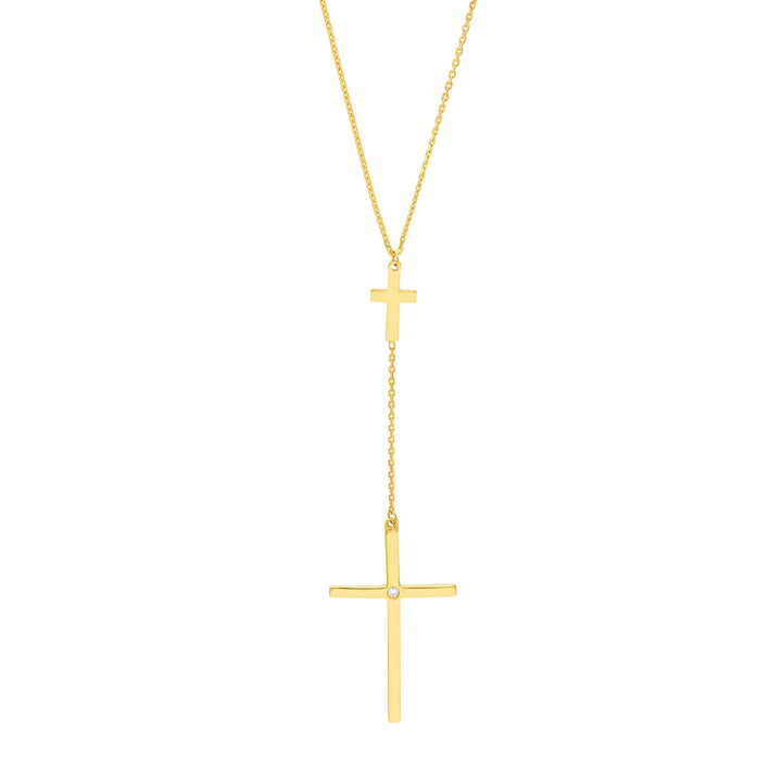 1pt Diamond Cross Duo Adjustable Necklace