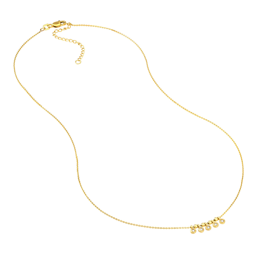 Mini Diamond Bezel and Bead Necklace