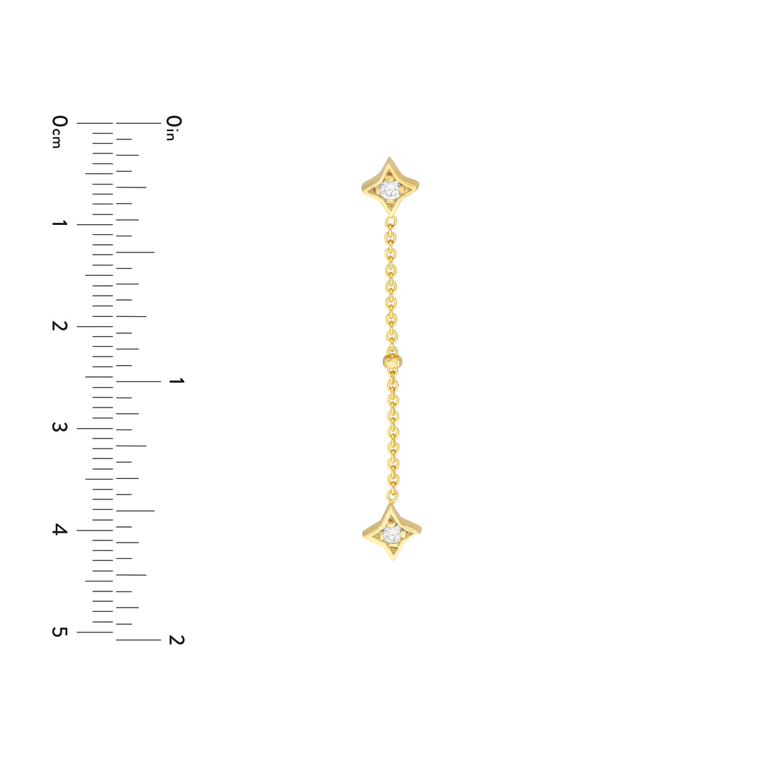 Diamond Star Bezels and Bead Drop Earrings