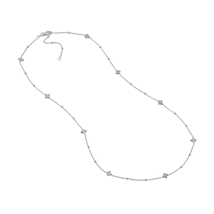 Diamond Star Bezels and Beads Necklace