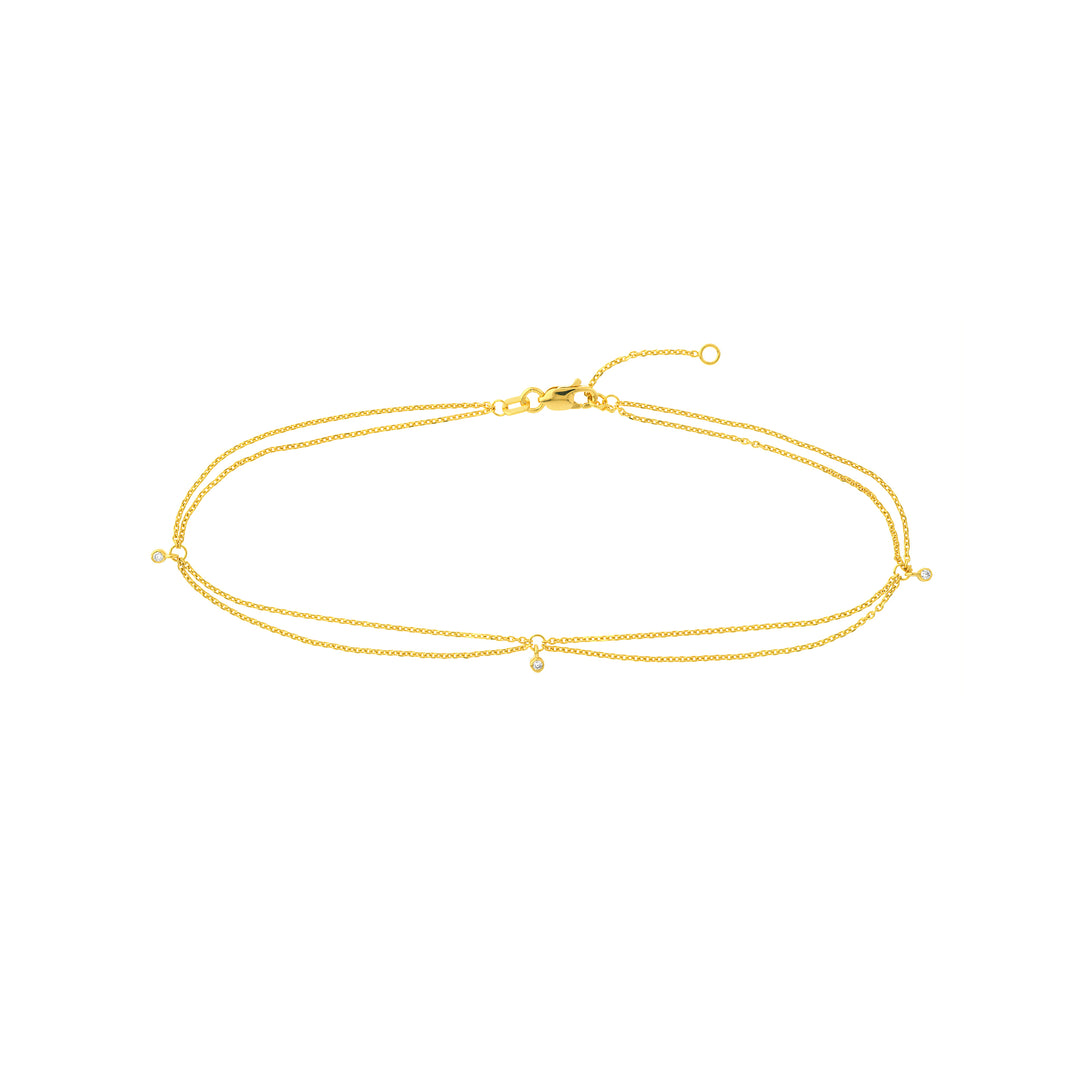 4pt Diamond Double Strand Adjustable Anklet
