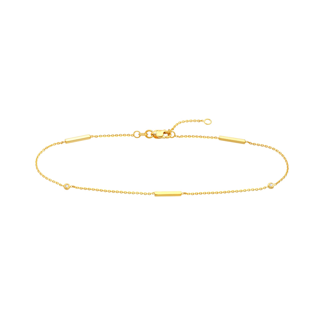 3pt Diamond Bezels and Bars Adjustable Anklet