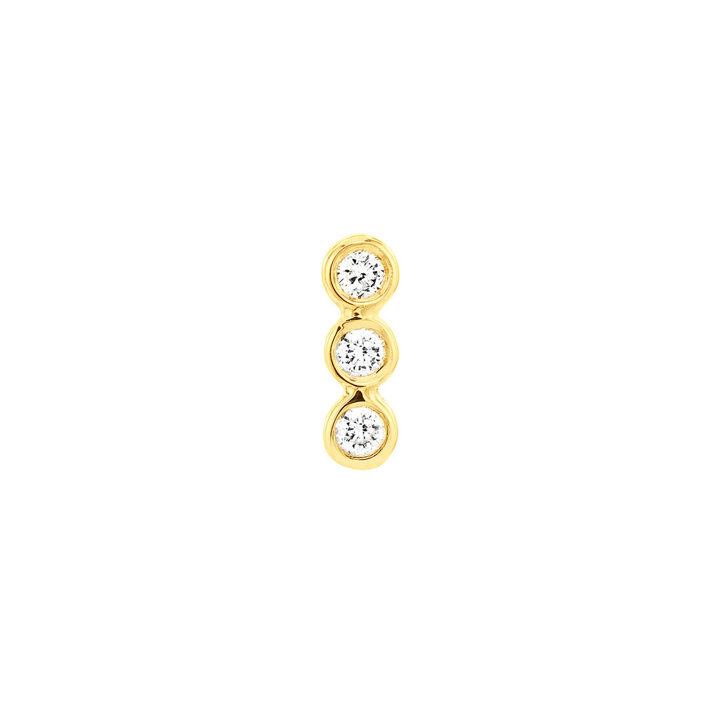 1/15tcw Diamond Bezel Trio Stud Earrings