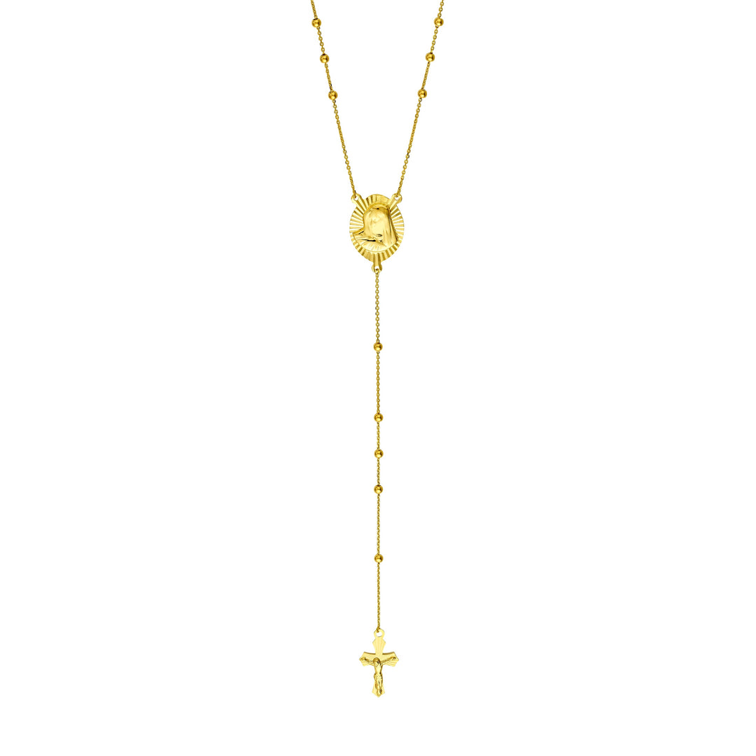 Virgin Mary and Cross Rosary Necklace