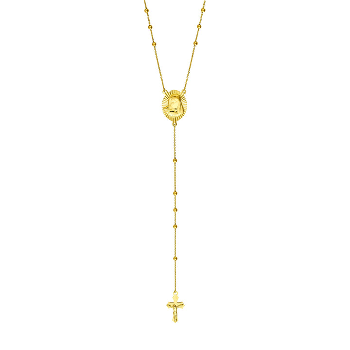 Virgin Mary and Cross Rosary Necklace