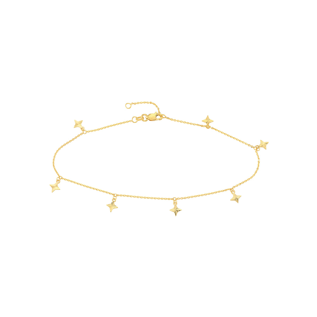 Fluted Star Dangle Adjustable Anklet