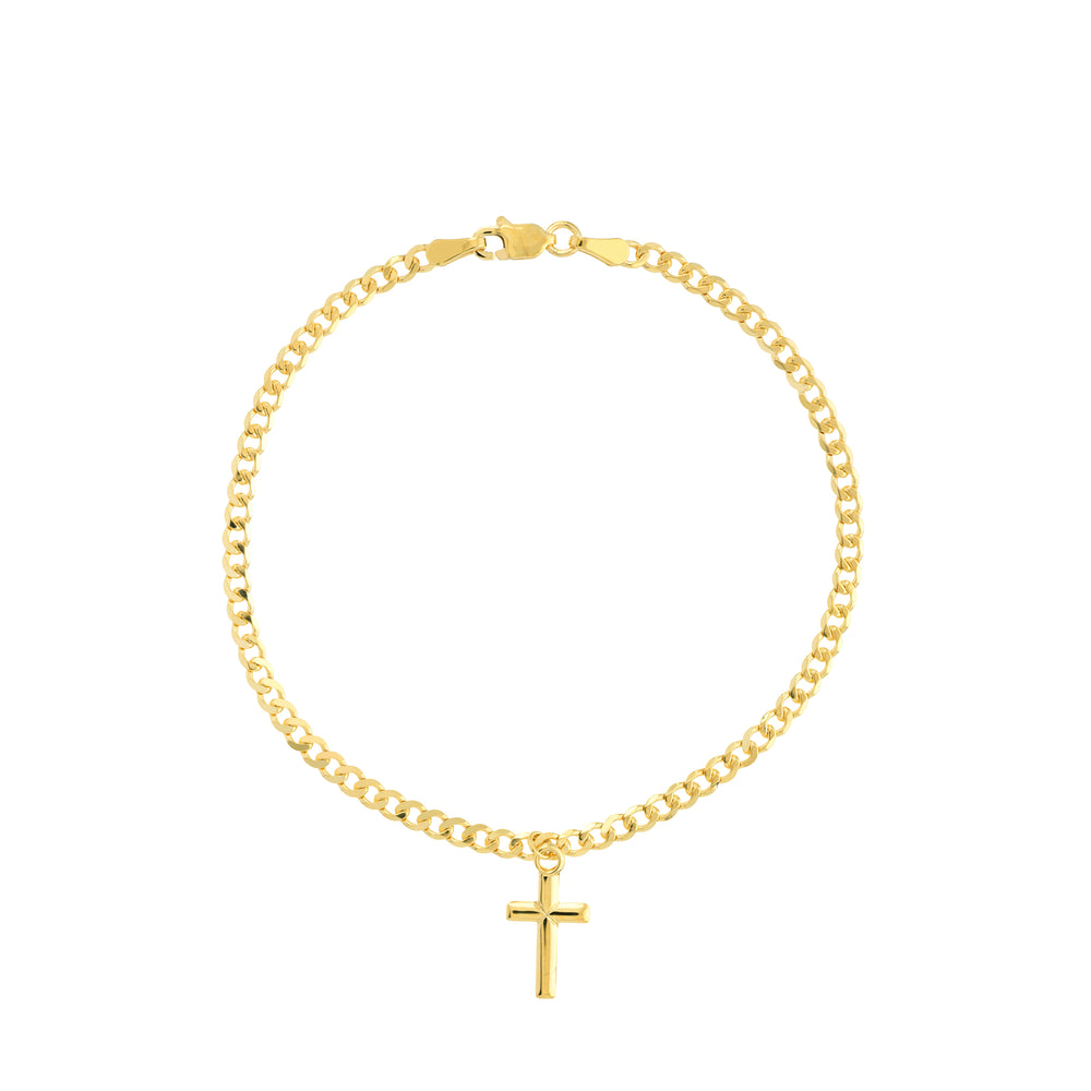 Cross Dangle Curb Chain Adj. Bracelet