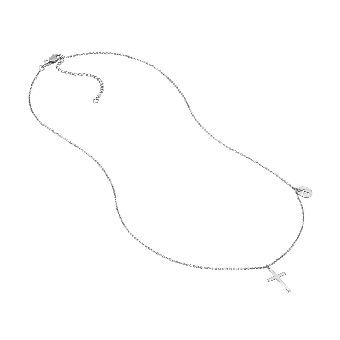 Cross Necklace with Cutout Cross Disc Dangle