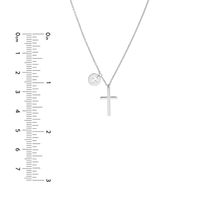 Cross Necklace with Cutout Cross Disc Dangle