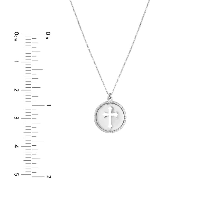 Cross Cutout Beaded Medallion Necklace