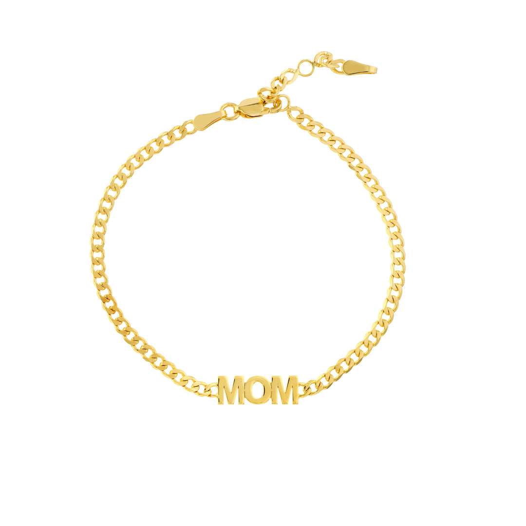 Mom on Curb Chain Adjustable Bracelet