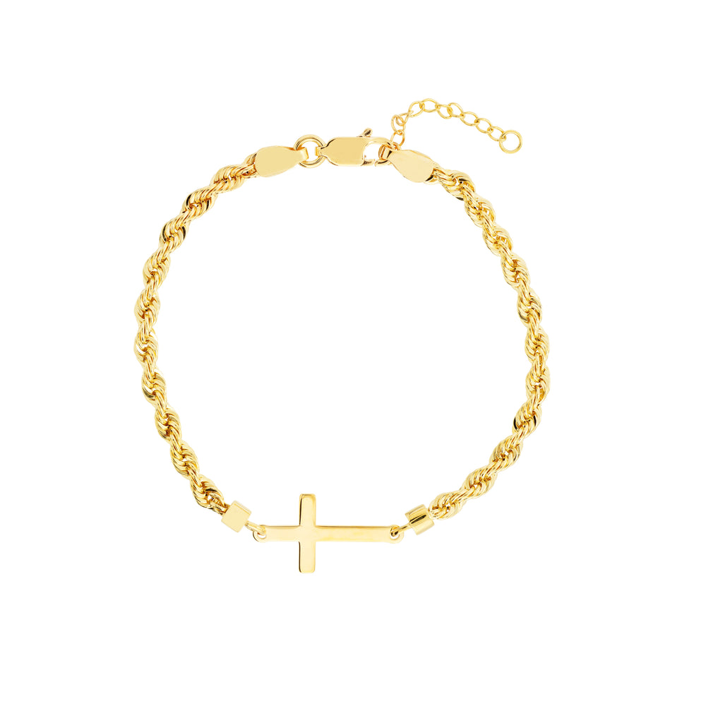 Cross on Rope Chain Adjustable Bracelet