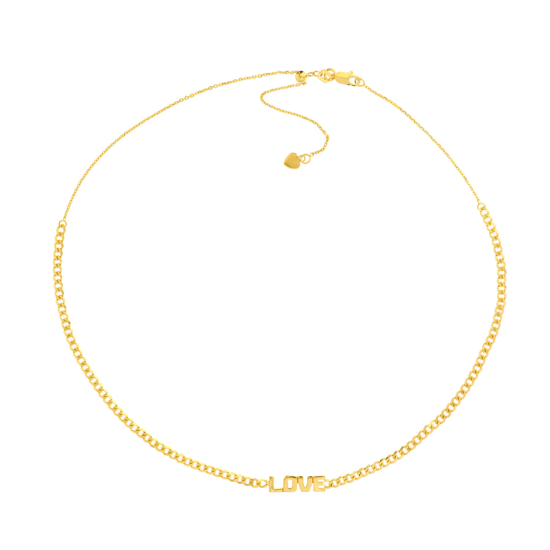 Love Plate on Open Curb Chain Adjustable Choker